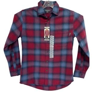 Eddie Bauer Bristol Mens Sz Small Red/Blue Plaid Flannel Shirt (O24) NWTs